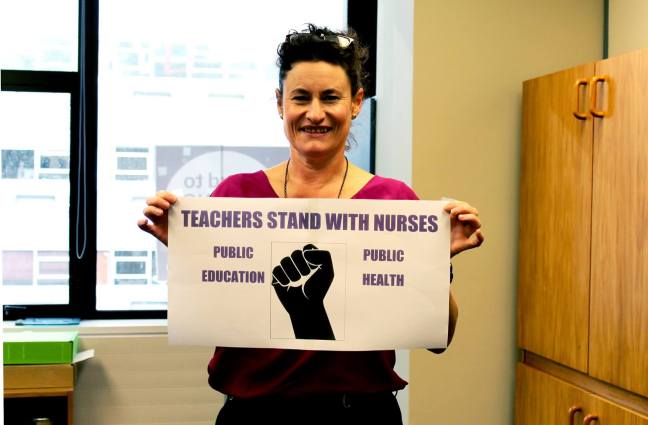 PPTA President Angela Roberts %22Teachers stand with nurses%22